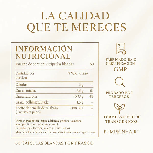 Aceite de Semillas Calabaza - RECUPERÁ TU PELO Y RECUPERÁ TU CONFIANZA